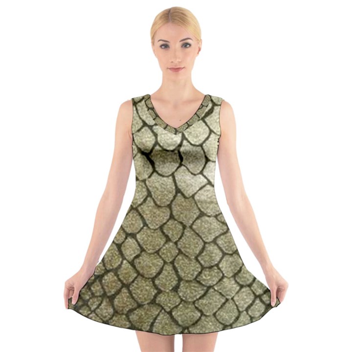 Snake print V-Neck Sleeveless Dress