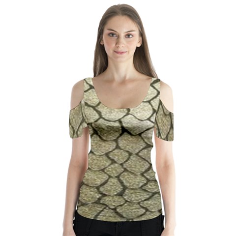 Snake Print Butterfly Sleeve Cutout Tee  by NSGLOBALDESIGNS2