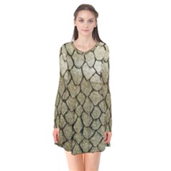 Snake Print Long Sleeve V-neck Flare Dress by NSGLOBALDESIGNS2