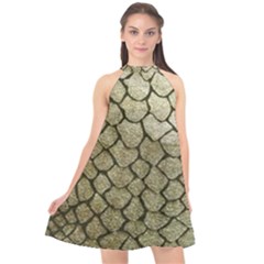 Snake Print Halter Neckline Chiffon Dress  by NSGLOBALDESIGNS2