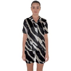 Zebra Print Satin Short Sleeve Pyjamas Set by NSGLOBALDESIGNS2