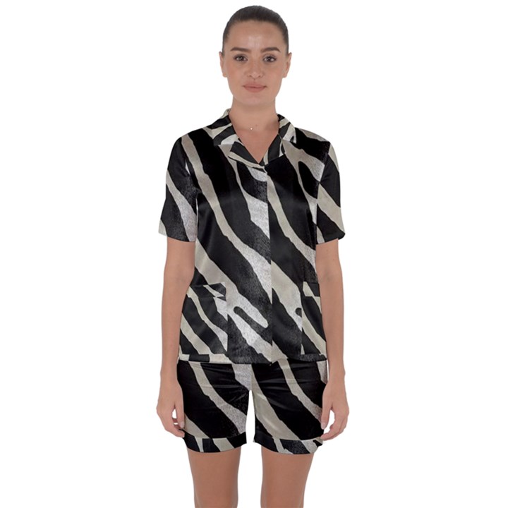 Zebra print Satin Short Sleeve Pyjamas Set