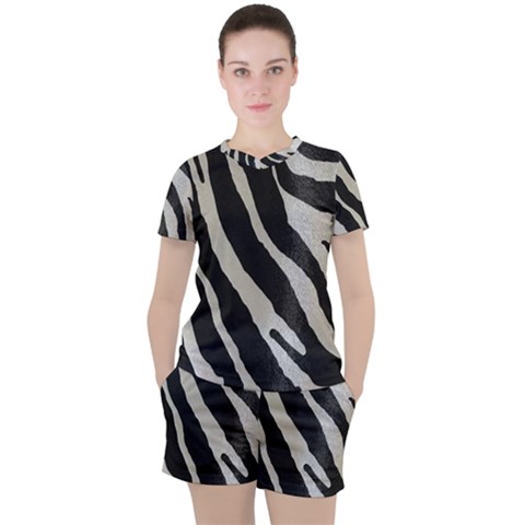 Zebra Print Women s Tee And Shorts Set by NSGLOBALDESIGNS2