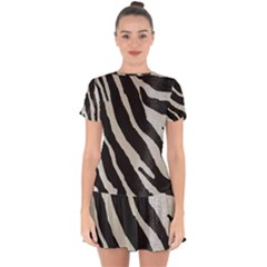 Zebra Print Drop Hem Mini Chiffon Dress by NSGLOBALDESIGNS2