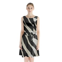 Zebra Print Sleeveless Waist Tie Chiffon Dress by NSGLOBALDESIGNS2