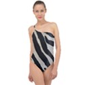 Zebra print Classic One Shoulder Swimsuit View1