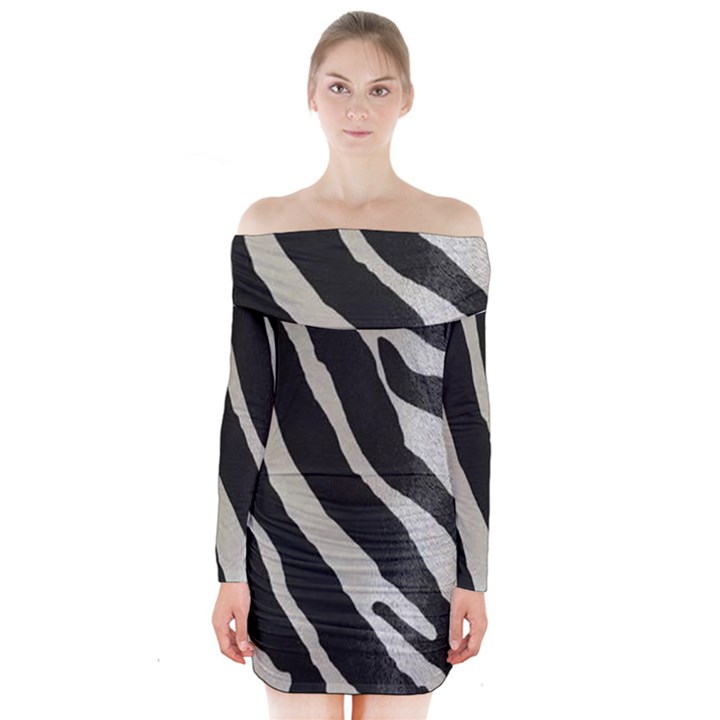 Zebra print Long Sleeve Off Shoulder Dress