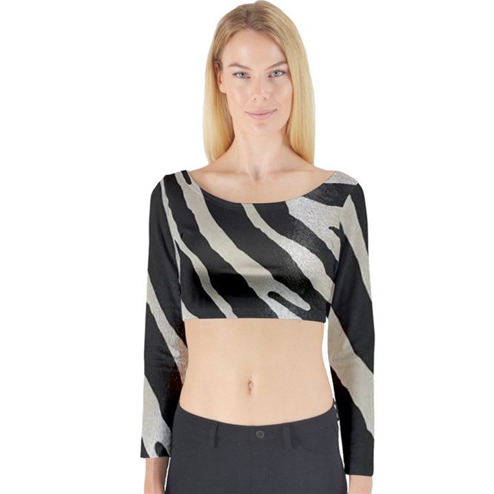 Zebra print Long Sleeve Crop Top