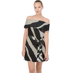 Zebra Print Off Shoulder Chiffon Dress by NSGLOBALDESIGNS2