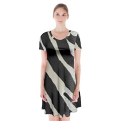 Zebra Print Short Sleeve V-neck Flare Dress by NSGLOBALDESIGNS2