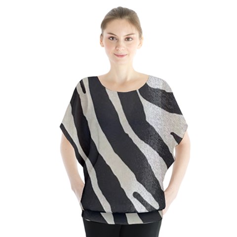 Zebra Print Batwing Chiffon Blouse by NSGLOBALDESIGNS2