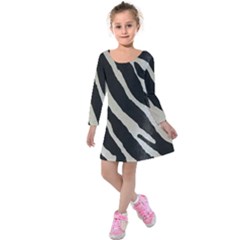 Zebra Print Kids  Long Sleeve Velvet Dress by NSGLOBALDESIGNS2