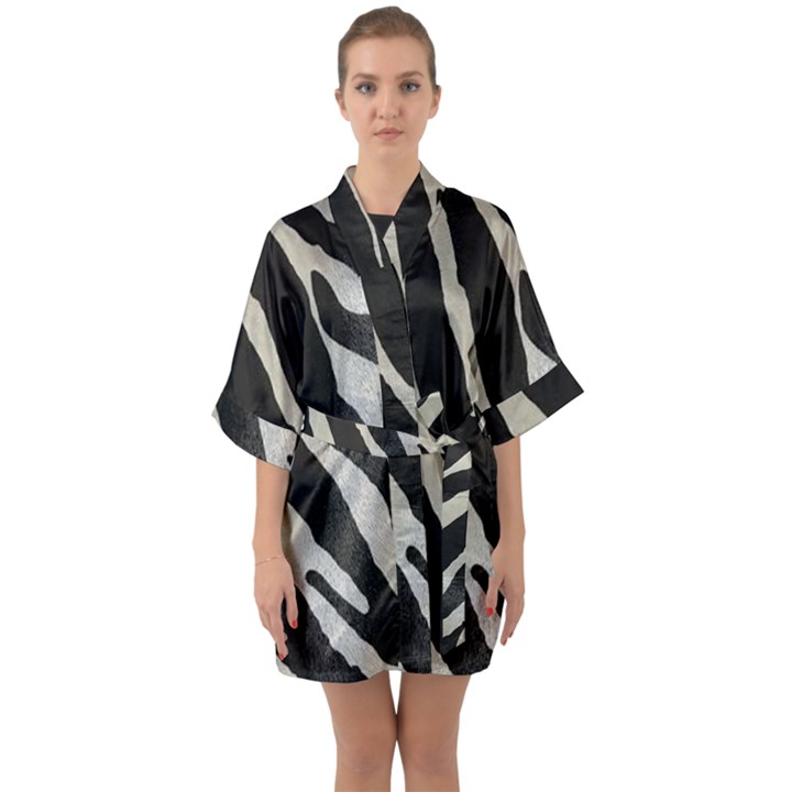 Zebra print Quarter Sleeve Kimono Robe