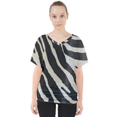 Zebra Print V-neck Dolman Drape Top by NSGLOBALDESIGNS2