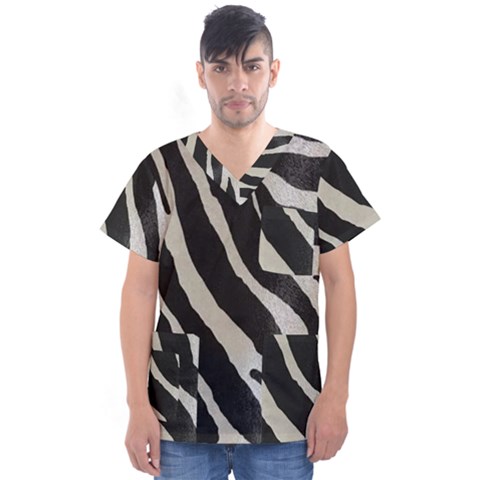 Zebra Print Men s V-neck Scrub Top by NSGLOBALDESIGNS2