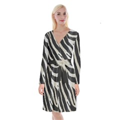 Zebra Print Long Sleeve Velvet Front Wrap Dress by NSGLOBALDESIGNS2