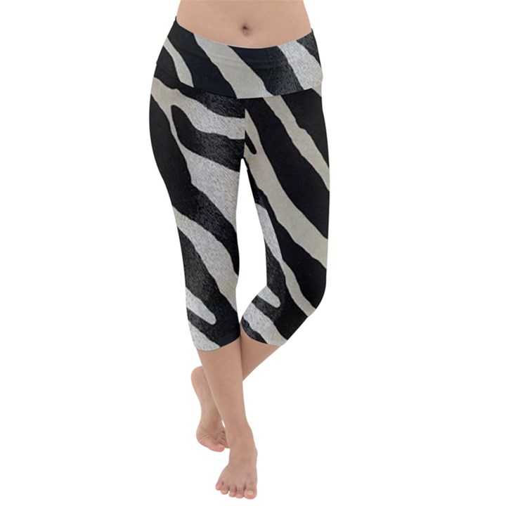 Zebra print Lightweight Velour Capri Yoga Leggings