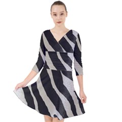 Zebra 2 Print Quarter Sleeve Front Wrap Dress by NSGLOBALDESIGNS2