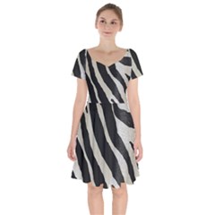 Zebra 2 Print Short Sleeve Bardot Dress by NSGLOBALDESIGNS2