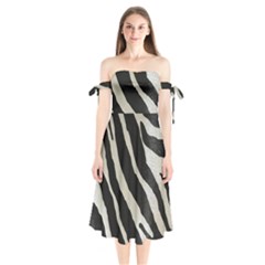 Zebra 2 Print Shoulder Tie Bardot Midi Dress by NSGLOBALDESIGNS2