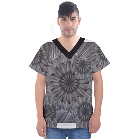 Sunflower Print Men s V-neck Scrub Top by NSGLOBALDESIGNS2