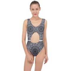 Sunflower Print Center Cut Out Swimsuit