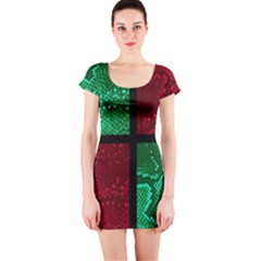 Colour Block Snakeskin Short Sleeve Bodycon Dress