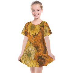 Yellow Zinnias Kids  Smock Dress