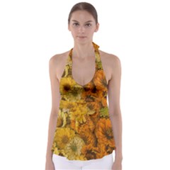 Yellow Zinnias Babydoll Tankini Top by bloomingvinedesign