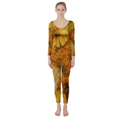 Yellow Zinnias Long Sleeve Catsuit by bloomingvinedesign