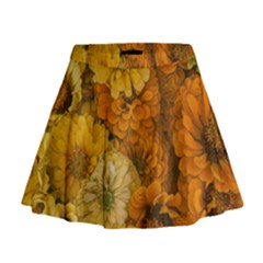 Yellow Zinnias Mini Flare Skirt by bloomingvinedesign