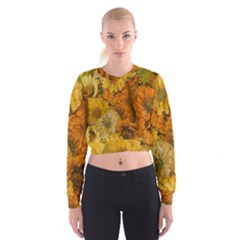 Yellow Zinnias Cropped Sweatshirt by bloomingvinedesign