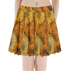 Yellow Zinnias Pleated Mini Skirt by bloomingvinedesign