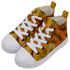 Yellow Zinnias Kid s Mid-top Canvas Sneakers by bloomingvinedesign