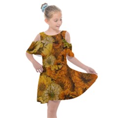 Yellow Zinnias Kids  Shoulder Cutout Chiffon Dress