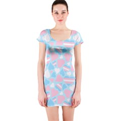 Transgender Pride Hearts; A Cute Trans Pride Motif! Short Sleeve Bodycon Dress by PrideMarks