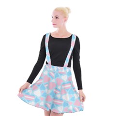 Transgender Pride Hearts; A Cute Trans Pride Motif! Suspender Skater Skirt by PrideMarks