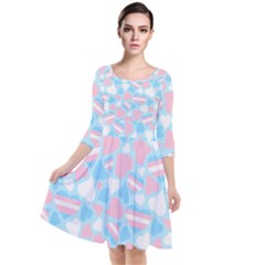 Transgender Pride Hearts; A Cute Trans Pride Motif! Quarter Sleeve Waist Band Dress by PrideMarks