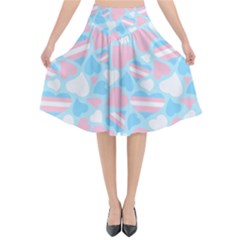 Transgender Pride Hearts; A Cute Trans Pride Motif! Flared Midi Skirt by PrideMarks