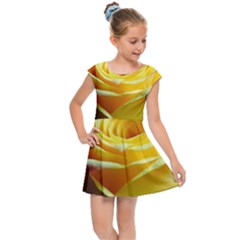 Soft Yellow Rose Kids Cap Sleeve Dress