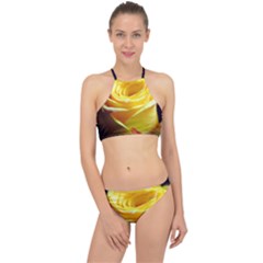 Soft Yellow Rose Racer Front Bikini Set