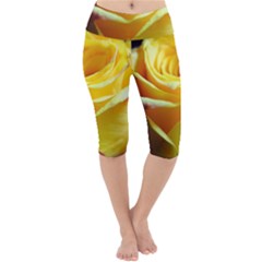 Soft Yellow Rose Lightweight Velour Cropped Yoga Leggings