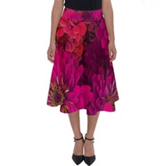 Pink Zinnias Perfect Length Midi Skirt by bloomingvinedesign