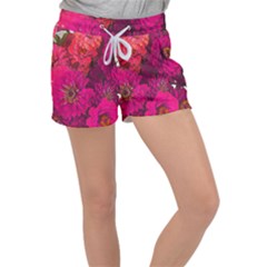 Pink Zinnias Women s Velour Lounge Shorts