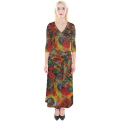 Pizza Quarter Sleeve Wrap Maxi Dress by bloomingvinedesign