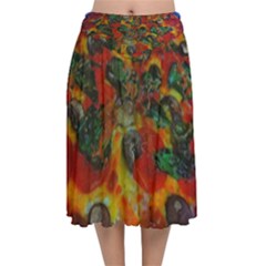 Pizza Velvet Flared Midi Skirt by bloomingvinedesign