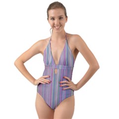 Broken Tv Screen Halter Cut-out One Piece Swimsuit by dressshop