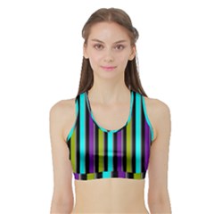 Retro Stripe 1 Vertical Retro Stripe 1 Sports Bra with Border