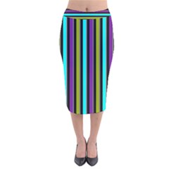 Retro Stripe 1 Vertical Retro Stripe 1 Velvet Midi Pencil Skirt by dressshop