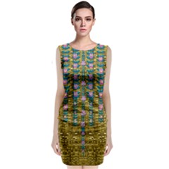 Gold Jungle And Paradise Liana Flowers Classic Sleeveless Midi Dress by pepitasart